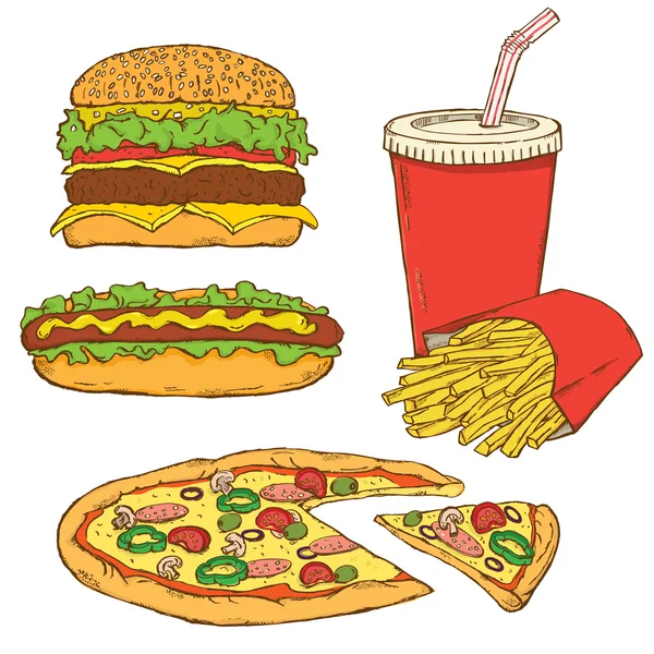Zestaw fast food — Wektor stockowy