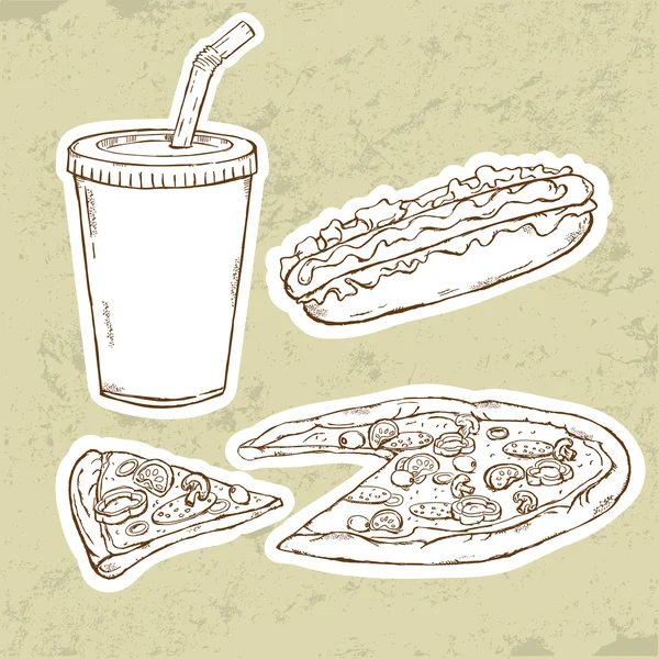 Пицца и хот-дог — стоковый вектор