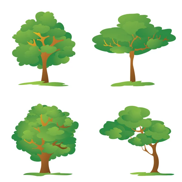Set of Cartoon Trees — Stock Vector