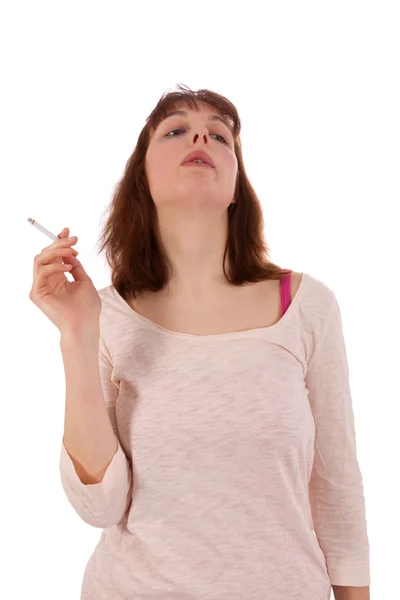 Een Jonge Vrouw Heeft Een Sigaret Haar Hand — Stockfoto