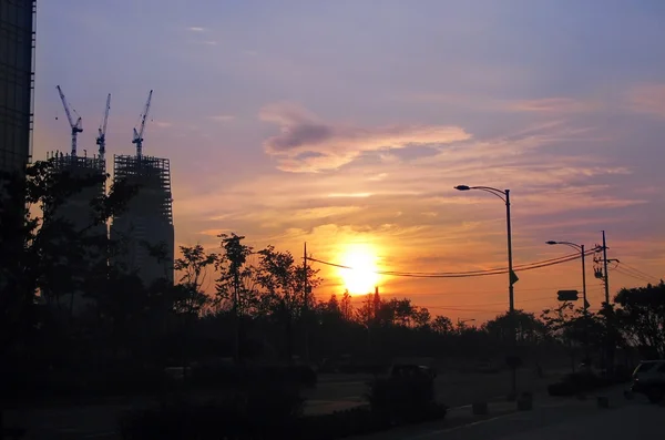 stock image Sunset over a city