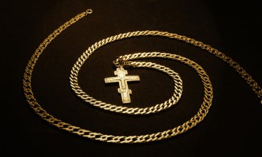 Silver chain and cross clipart