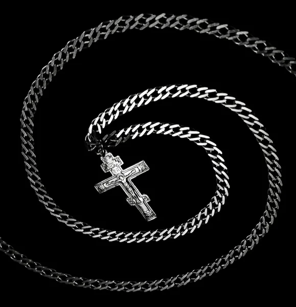 stock image Silver chain and cross