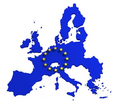 European Union, map with flag, isolated on white clipart