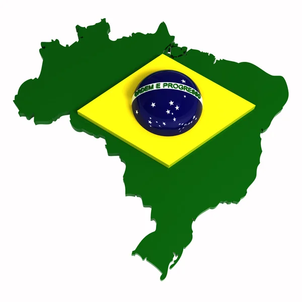 ブラジル、フラグ、クリッピング パスが含まれているマップ — ストック写真