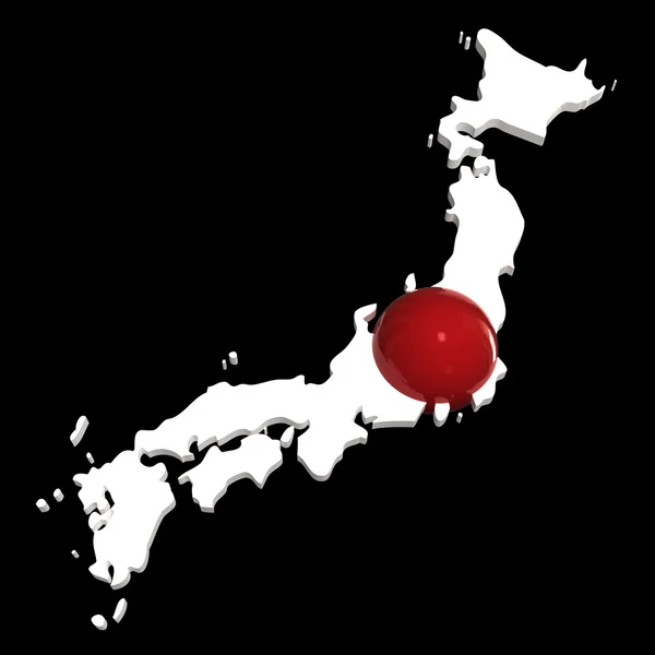 Japón, mapa con bandera, aislado en negro —  Fotos de Stock
