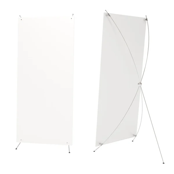 Пустая белая доска, растягивающее знамя, изолированная — стоковое фото