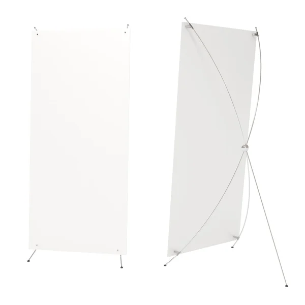 Tablero blanco en blanco, bandera de estiramiento, aislado — Foto de Stock