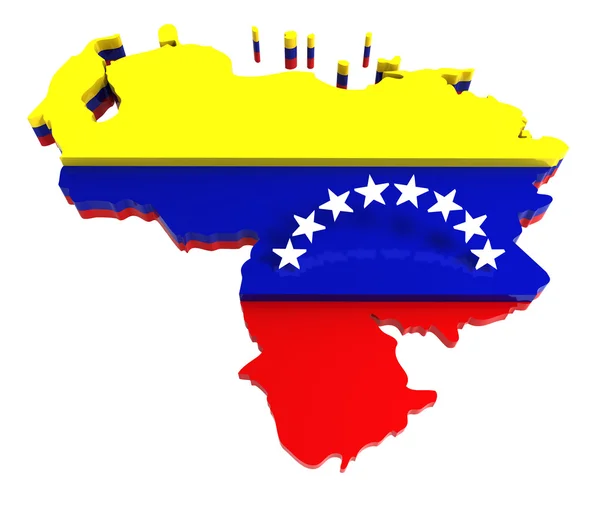 Венесуела карта з прапором, 3d ілюстрації, ізольовані — стокове фото