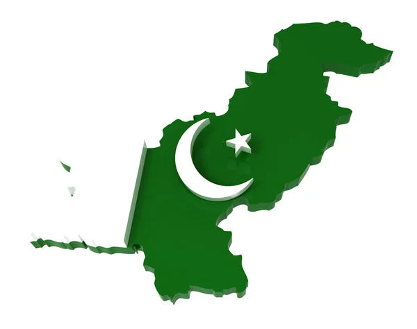Pakistán, mapa con bandera, ruta de recorte incluida — Foto de Stock