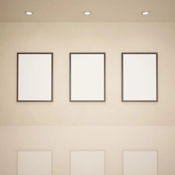Пустые рамки в художественной галерее — стоковое фото