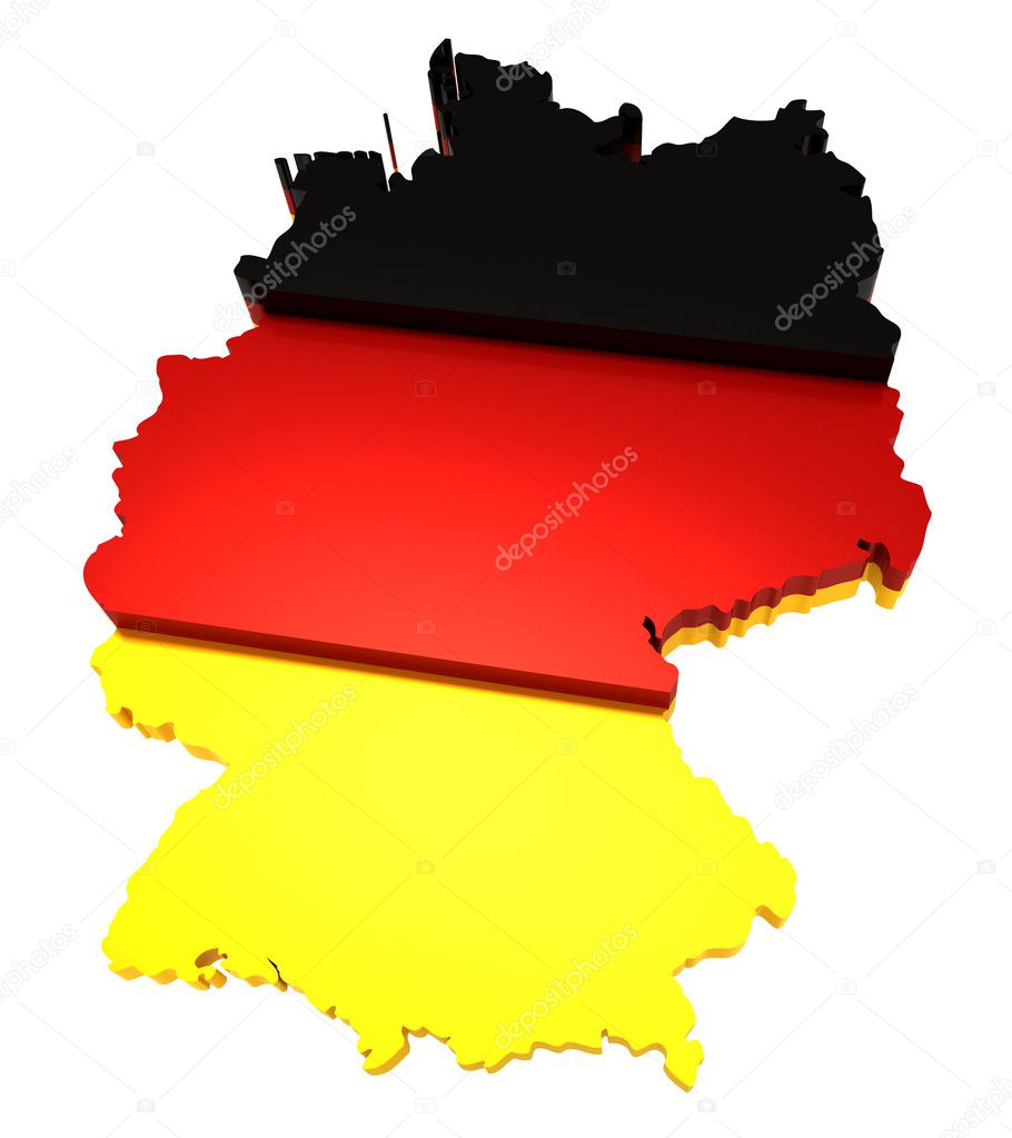 Germany, map with flag, clipping path included