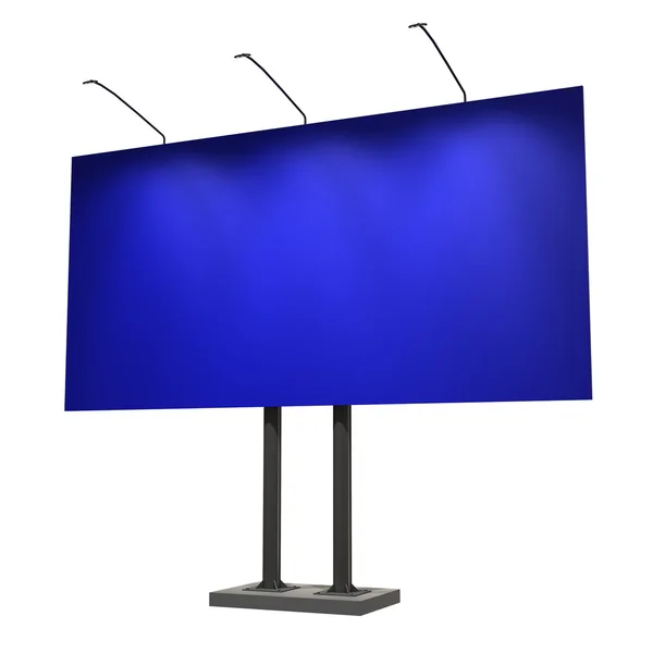 Порожній синій рекламний щит, ізольований на білому — стокове фото