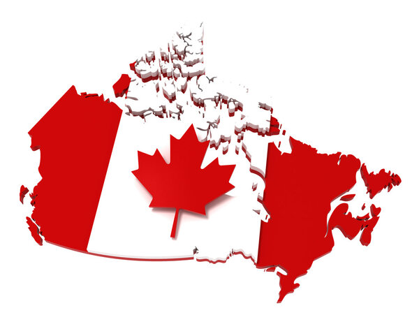 Канада, карта с флагом, траектория обрезки
