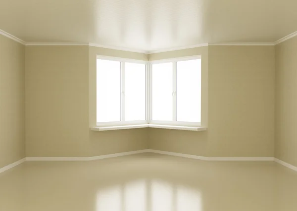 Порожня кімната, вікна в кутку — стокове фото