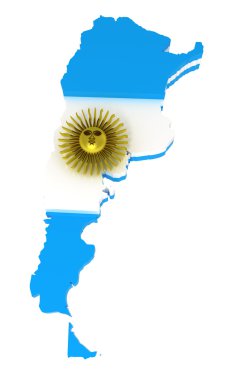 Argentina, map with flag, clipping path included, isolated clipart