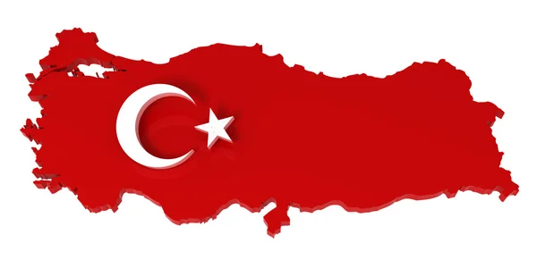 Turquie, carte avec drapeau, avec chemin de coupe, illustration 3D — Photo