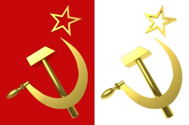 Star, hammer and sickle, symbols of USSR, with clipping paths clipart