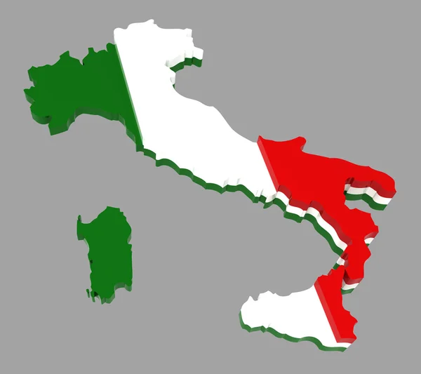 Italië, kaart met vlag, uitknippad opgenomen — Stockfoto