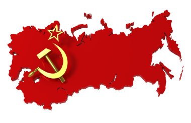 Soviet Union, USSR, map with flag, clipping path clipart