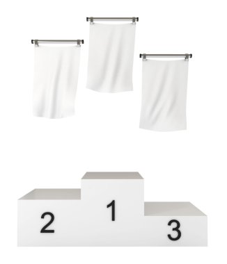 Podium, winners, with blank flags, clipping path included clipart