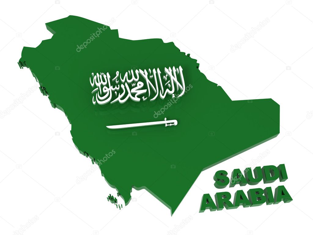 Saudi Arabia, map with path, clipping path included