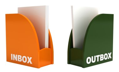 Inbox and outbox, isolated on white, clipping path included clipart