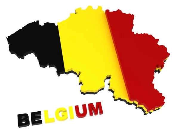 Belgique, carte avec drapeau, isolé, chemin de coupe inclus — Photo