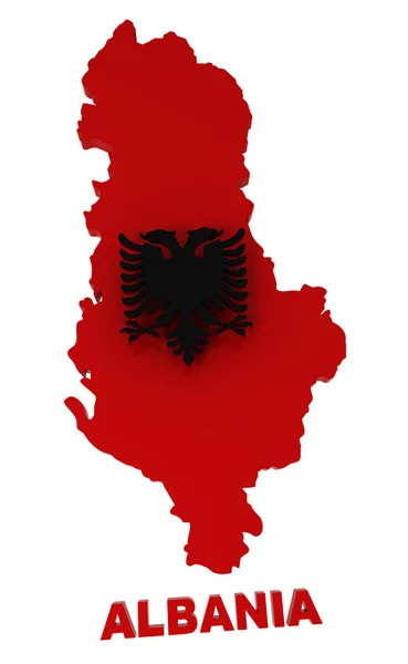Arnavutluk, harita izole kırpma yolu ile beyaz üzerinde bayrak ile — Stok fotoğraf