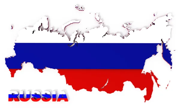 Россия, карта с флагом, изолированная на белом фоне, с вырезанием пути — стоковое фото