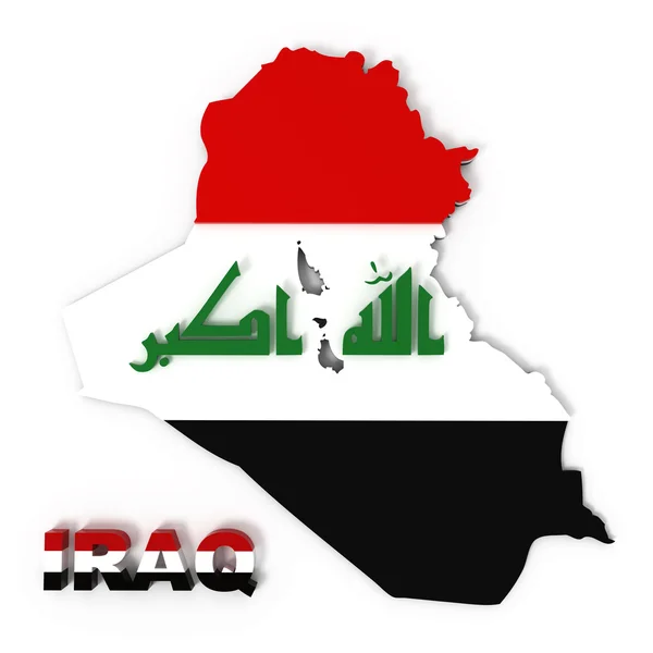 Irak, mapa con bandera, aislado en blanco, ruta de recorte incluida — Foto de Stock