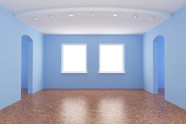 Neuer Raum, leerer Innenraum, mit Beschneidungspfad für Fenster — Stockfoto