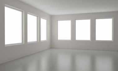 Empty room, clipping path for windows included clipart