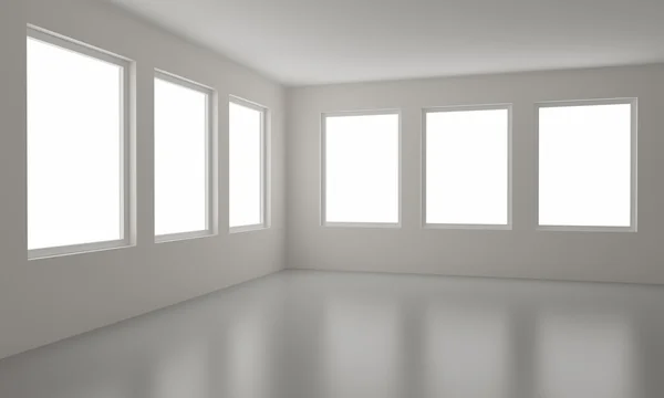 Leerer Raum, Clipping-Pfad für Fenster inklusive — Stockfoto