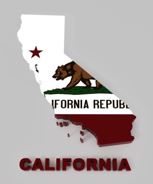 California, map with flag, isolated on gray with clipping path clipart