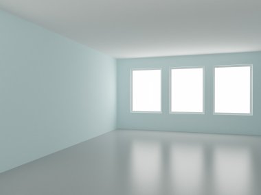 Empty room, with three windows clipart