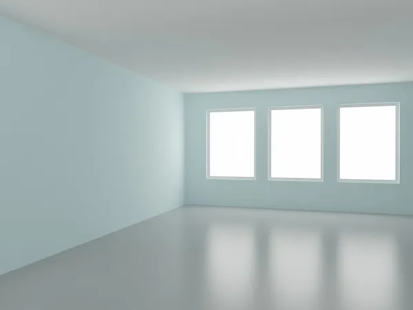 Empty room, with three windows — Stock Photo, Image