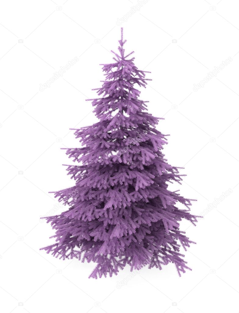 Christmas tree, purple, artificial, isolated on white