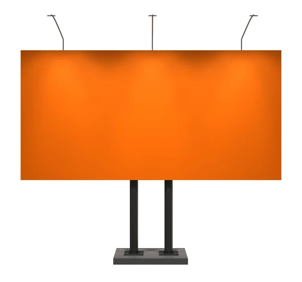 Prázdné oranžové billboard, izolované na bílém s ořezovou cestou — Stock fotografie