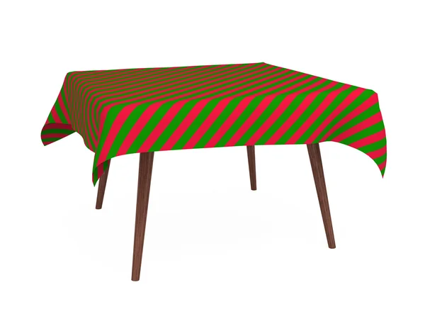 Táblázatot, csíkos asztalterítő, piros és zöld, elszigetelt fehér — Stock Fotó