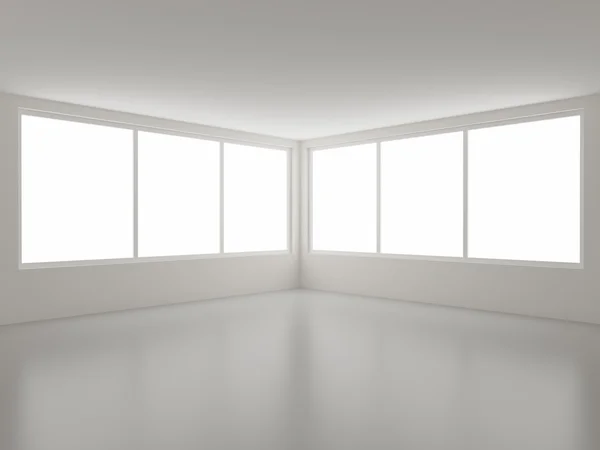 Novo interior limpo, canto e janelas — Fotografia de Stock