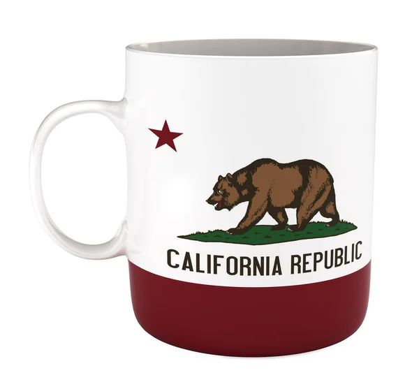 Taza con bandera de California, isoalted en blanco — Foto de Stock