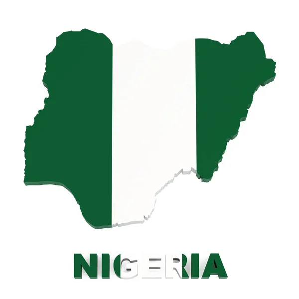 Nigeria, map with flag, isolated on white with clipping path — Stock Photo, Image