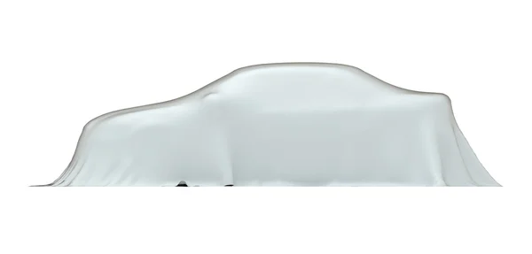 Auto Onder Doek Zijaanzicht Geïsoleerd Wit Met Uitknippad Illustratie — Stockfoto