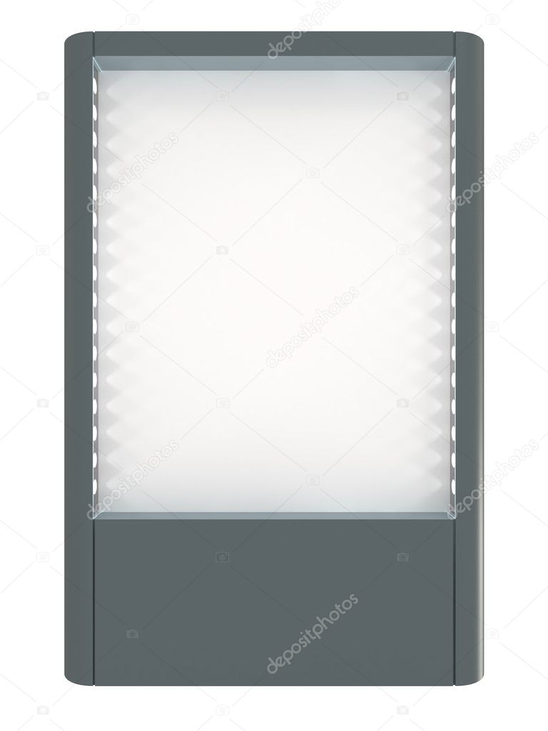 Blank board for advertisement, lamps highlights, isolated on white with clipping path