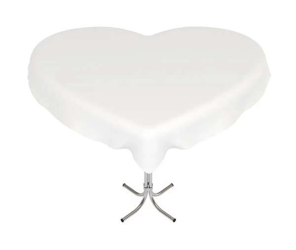 Heart-shaped table with cloth, with clipping path — Stock Photo, Image