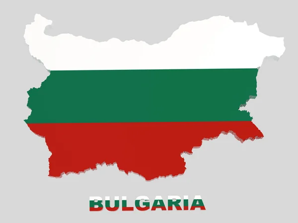 Bulgária, Térkép, zászló, elszigetelt vágógörbével szürke — Stock Fotó