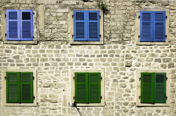 Windows of one of houses of Montenegro