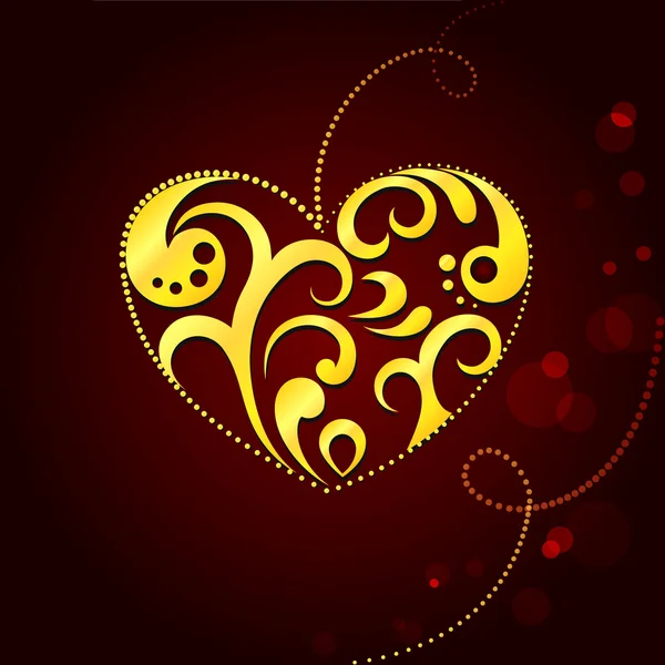 Pozadí Zlatým Srdcem Den Svatého Valentýna — Stockový vektor