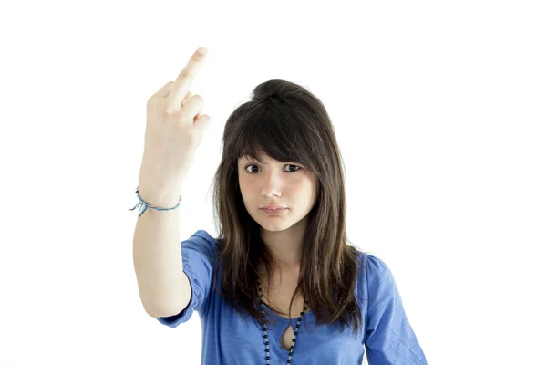 Гнів Жінка Сигналізує Своїми Пальцями — стокове фото